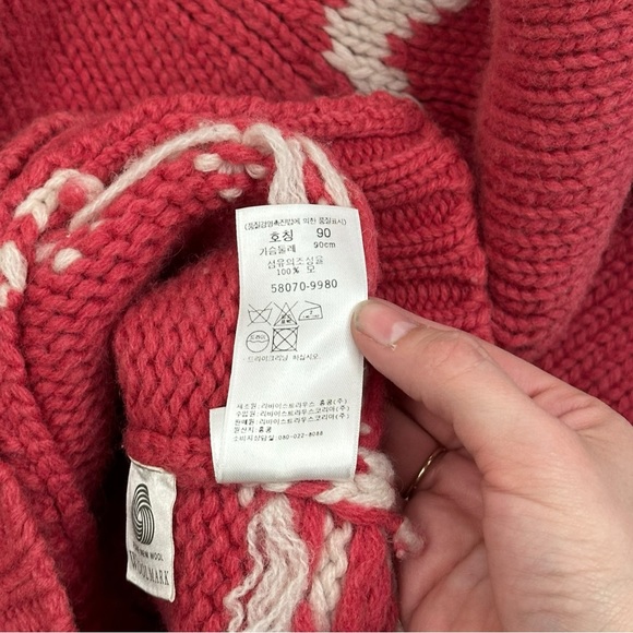 Levi’s Red Tab Vintage 100% Wool Red Knit Full Zip Sweater Embroidered Womens M - Picture 6 of 6